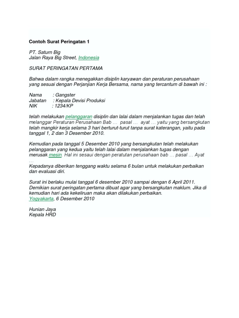 Detail Contoh Surat Sp3 Untuk Karyawan Nomer 49