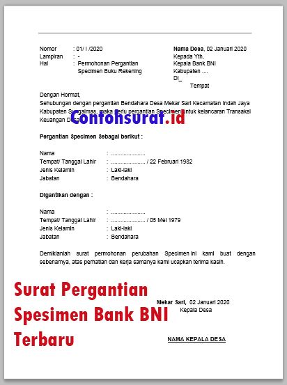 Detail Contoh Surat Specimen Bank Nomer 17