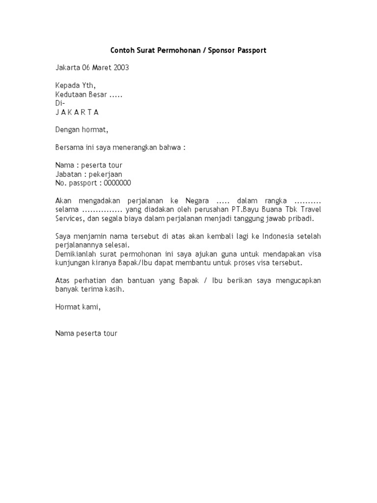 Detail Contoh Surat Sponsor Pengajuan Visa Nomer 54