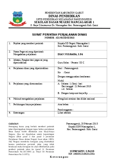 Detail Contoh Surat Sppd Nomer 14