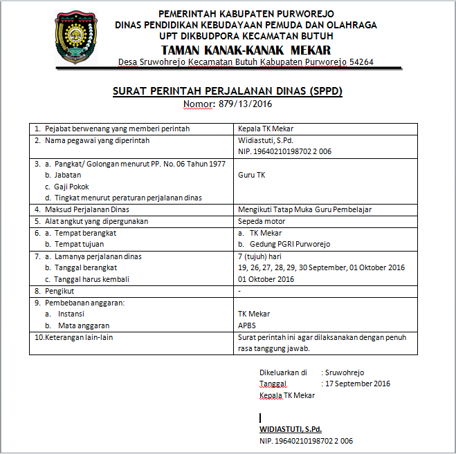 Detail Contoh Surat Sppd Sekolah Nomer 20