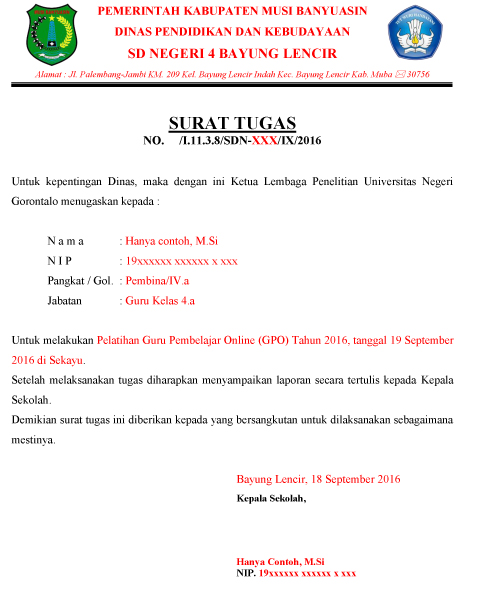 Detail Contoh Surat Sppd Sekolah Nomer 44