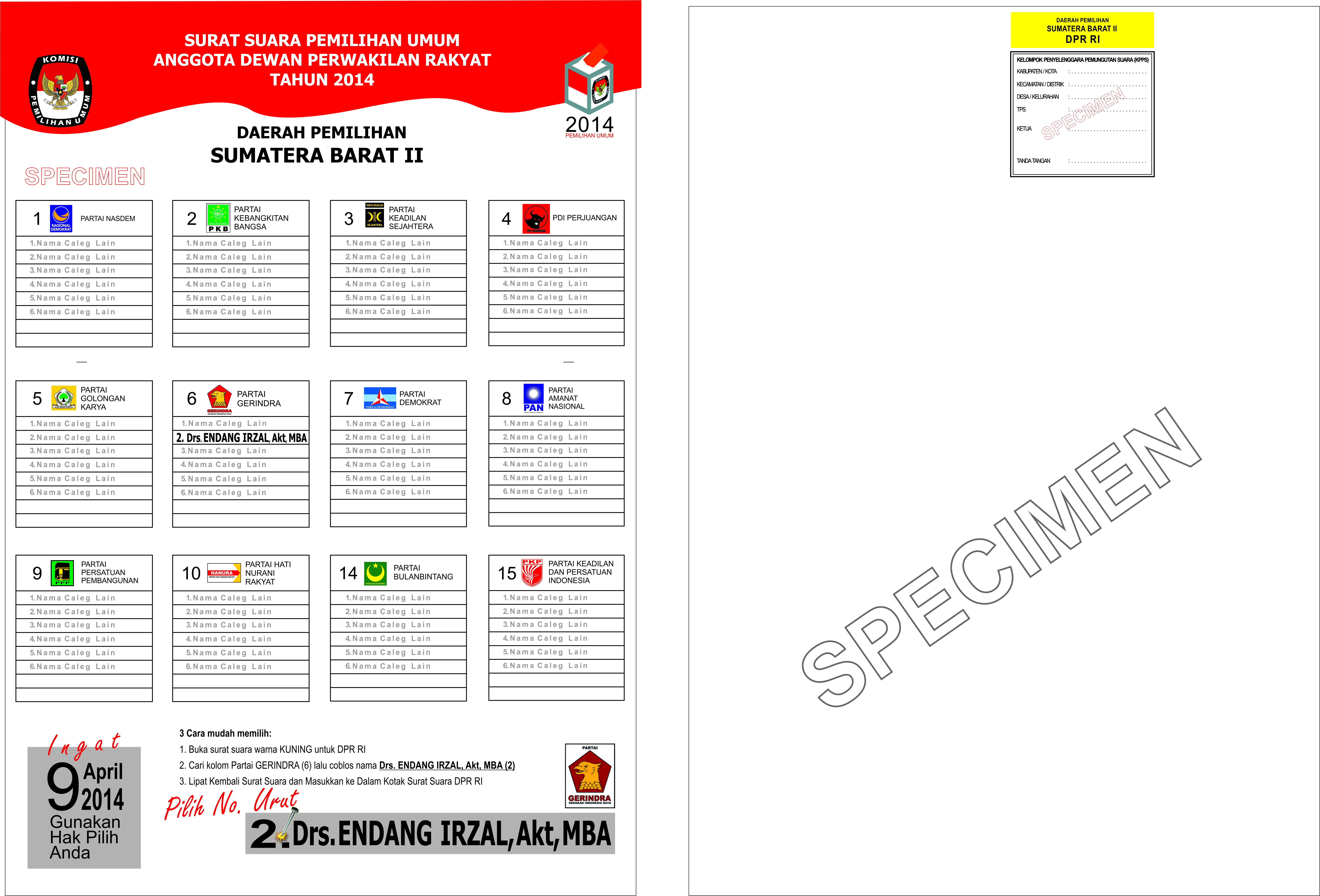 Detail Contoh Surat Suara Dpr Ri 2019 Nomer 42