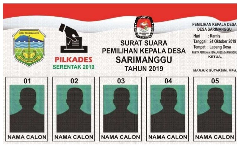 Detail Contoh Surat Suara Pilkades 5 Calon Nomer 10