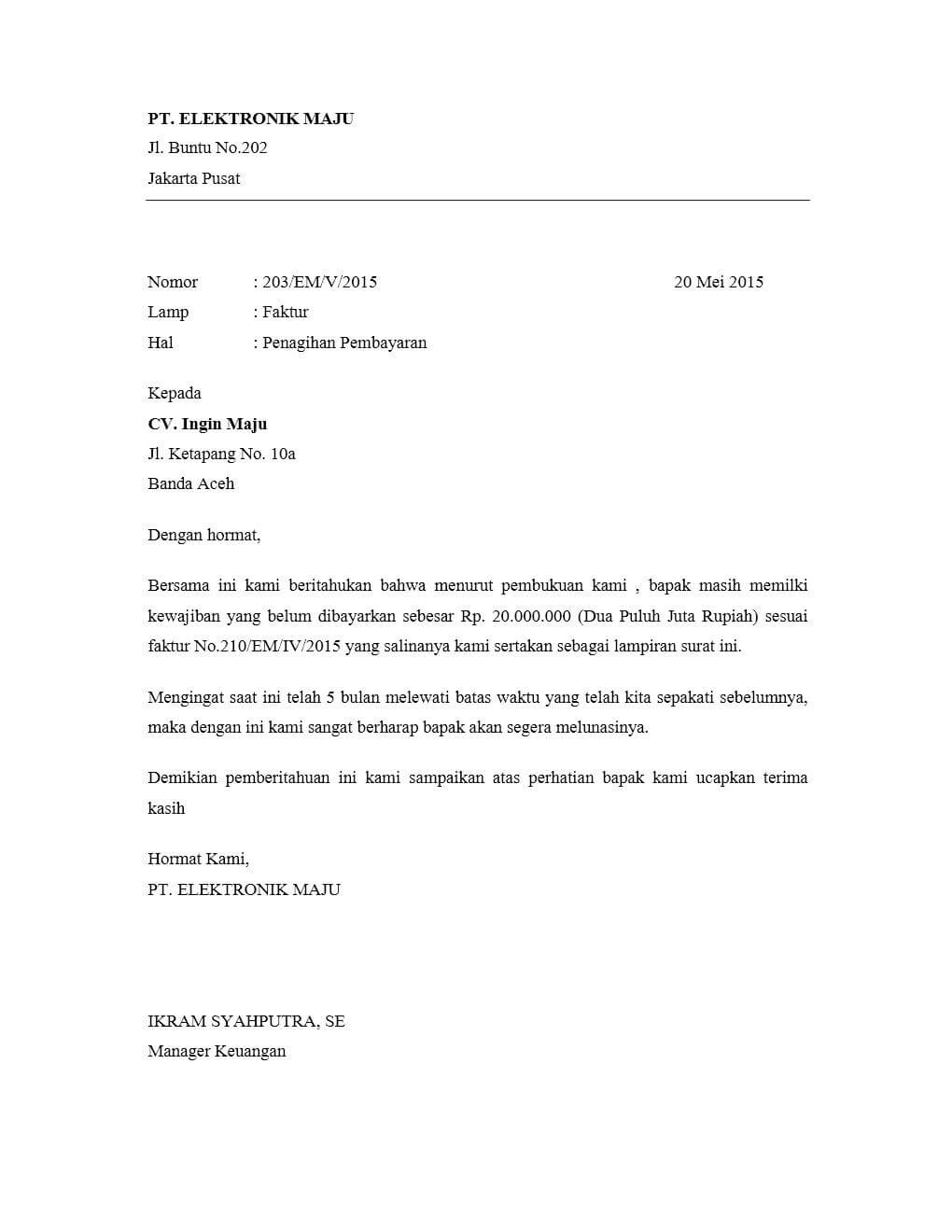 Detail Contoh Surat Tagihan Hutang Nomer 10