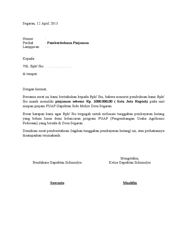 Detail Contoh Surat Tagihan Hutang Nomer 22