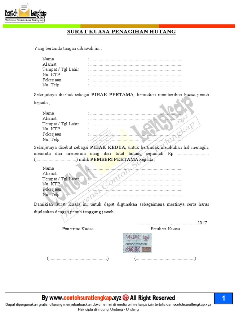 Detail Contoh Surat Tagihan Hutang Nomer 42