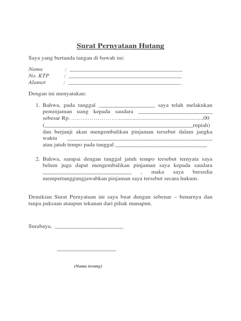 Detail Contoh Surat Tagihan Hutang Nomer 44