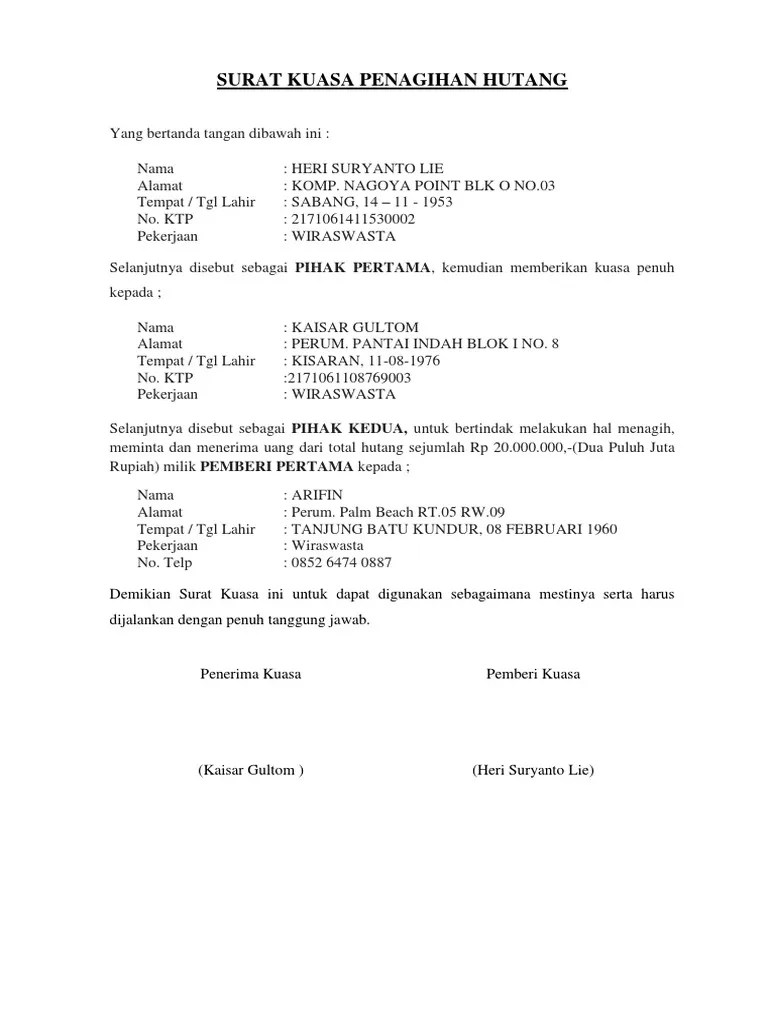 Detail Contoh Surat Tagihan Hutang Nomer 46