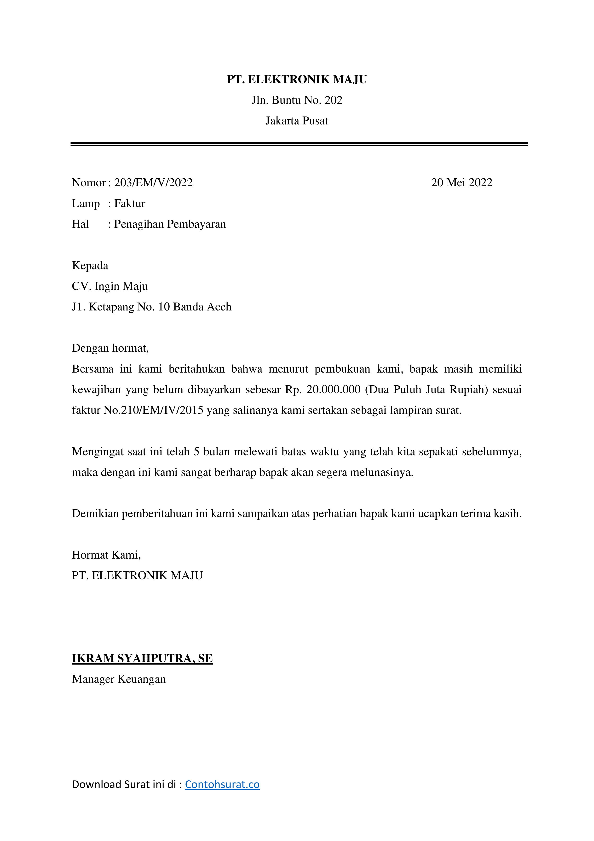 Detail Contoh Surat Tagihan Hutang Nomer 50