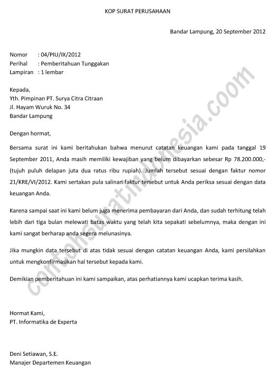 Detail Contoh Surat Tagihan Hutang Nomer 7