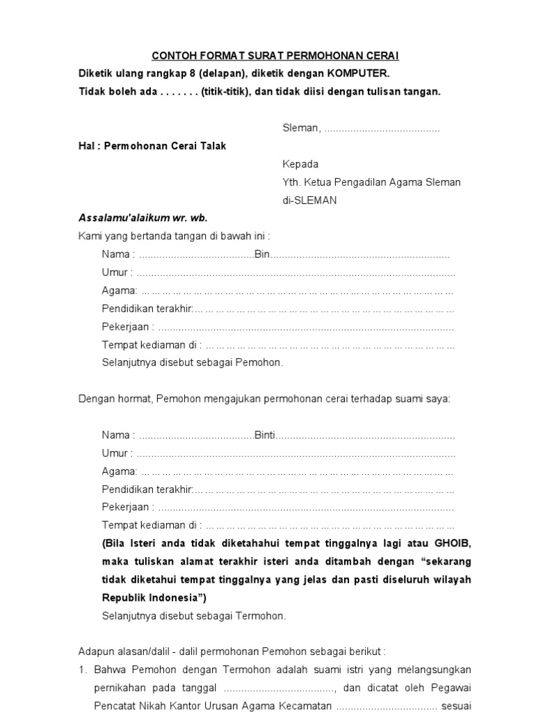 Download Contoh Surat Talak Dari Suami Nomer 18