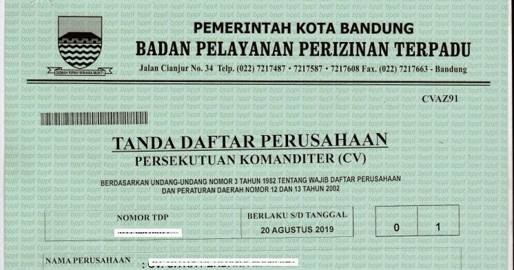 Detail Contoh Surat Tanda Daftar Perusahaan Koleksi Nomer