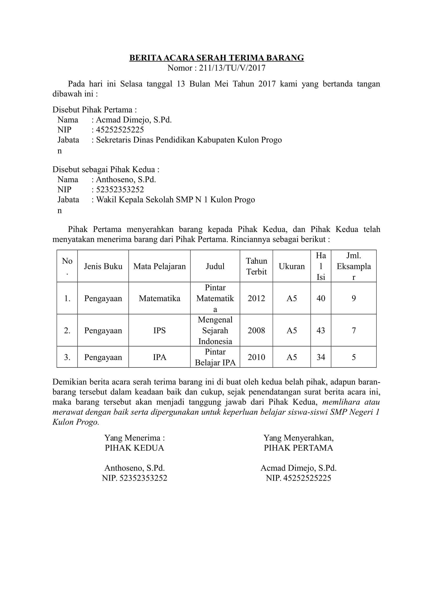 Detail Contoh Surat Tanda Terima Dokumen Doc Nomer 29