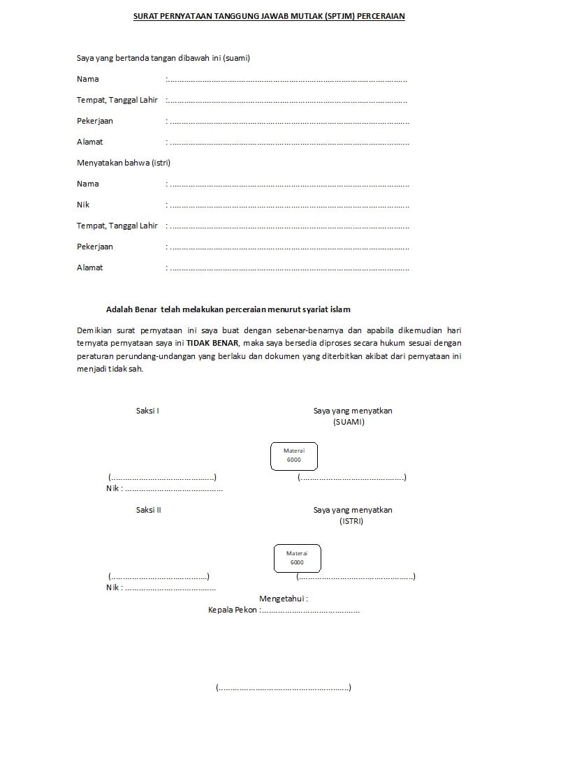 Detail Contoh Surat Tanggung Jawab Mutlak Nomer 25