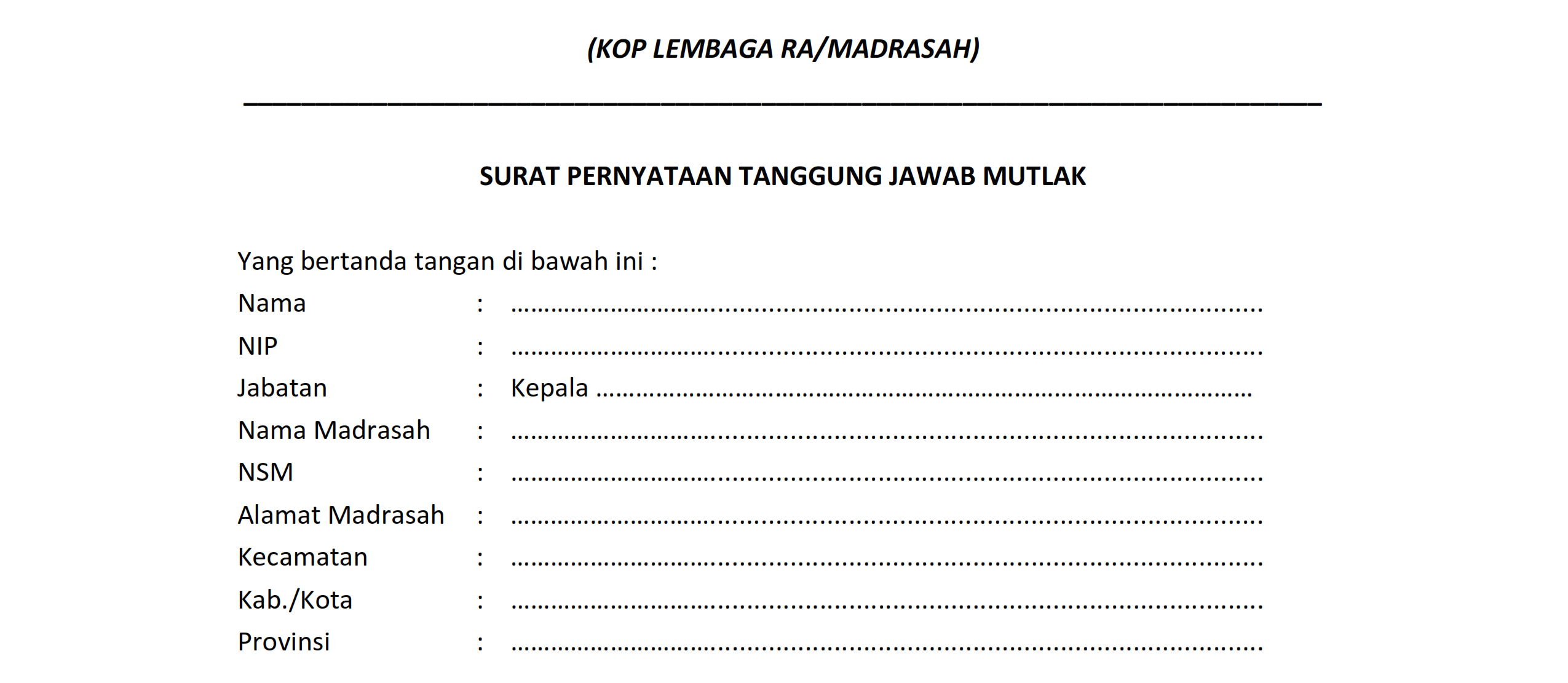 Detail Contoh Surat Tanggung Jawab Mutlak Nomer 34