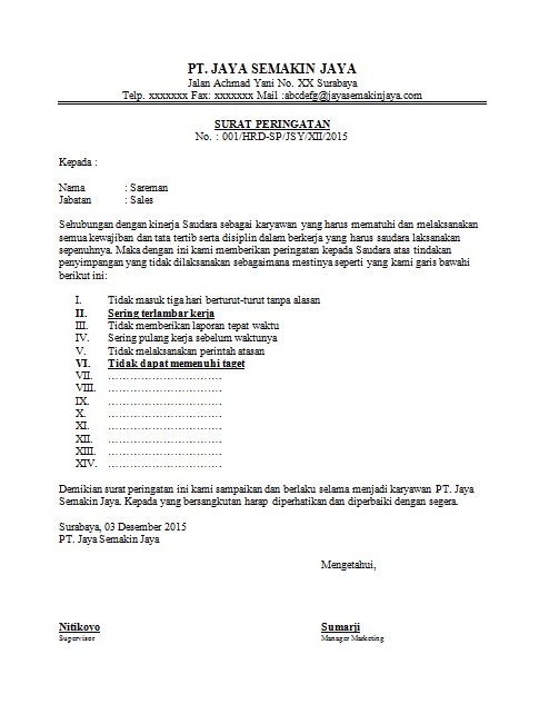 Detail Contoh Surat Teguran Disiplin Nomer 21