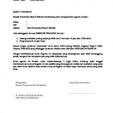 Detail Contoh Surat Teguran Disiplin Pns Nomer 40