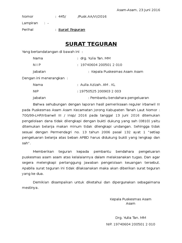 Detail Contoh Surat Teguran Kepala Sekolah Kepada Guru Nomer 13