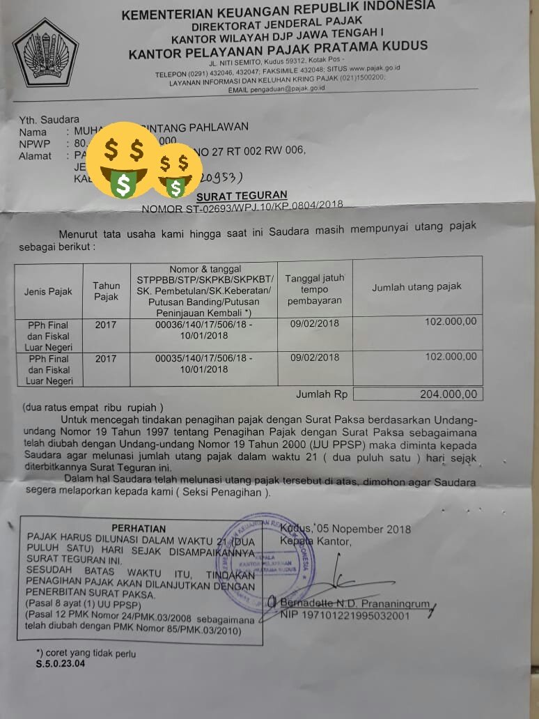 Detail Contoh Surat Teguran Pajak Nomer 3