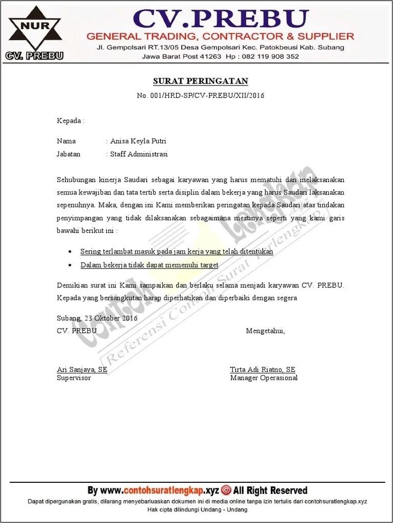 Detail Contoh Surat Teguran Tertulis Pns Nomer 35