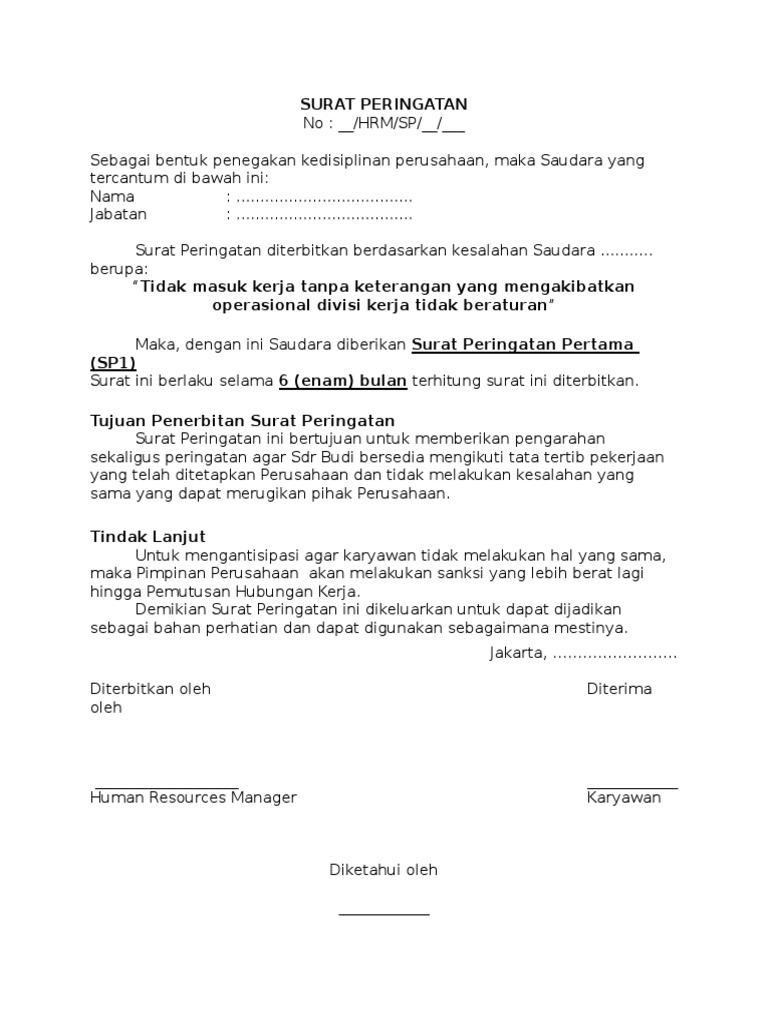 Detail Contoh Surat Teguran Untuk Karyawan Nomer 16