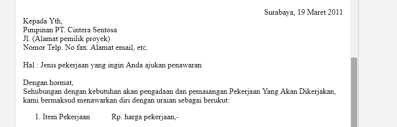 Detail Contoh Surat Tender Projek Nomer 28