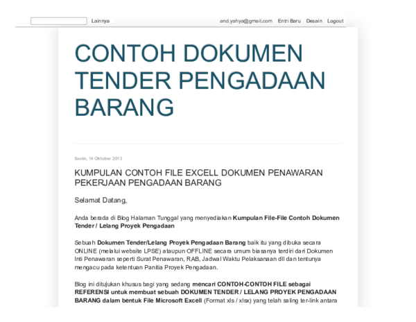 Detail Contoh Surat Tender Proyek Nomer 46