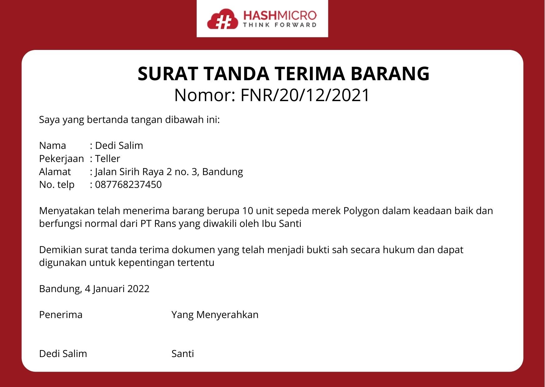 Detail Contoh Surat Terima Barang Nomer 58