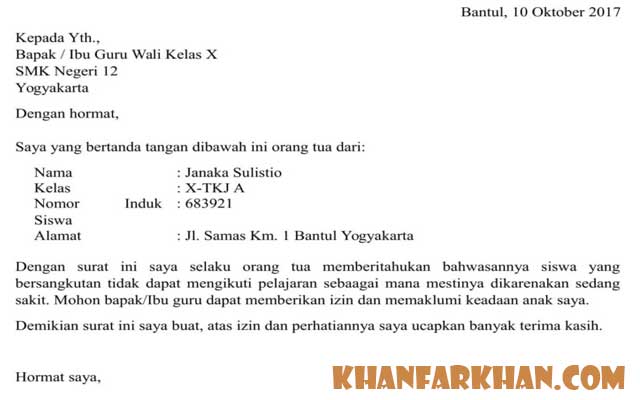 Detail Contoh Surat Tidak Masuk Sekolah Smp Nomer 21