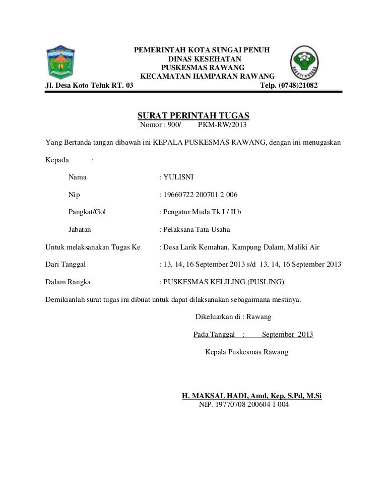 Detail Contoh Surat Tugas Dari Kepala Desa Nomer 8