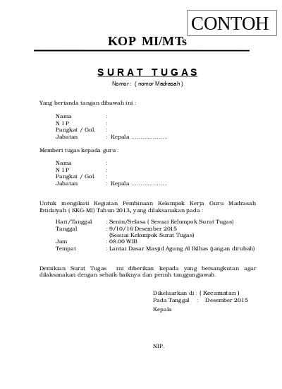 Detail Contoh Surat Tugas Guru Nomer 38