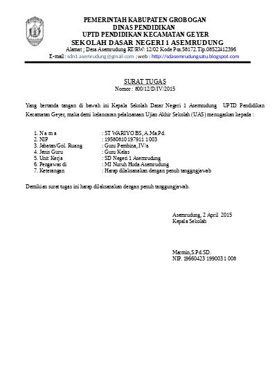 Detail Contoh Surat Tugas Guru Doc Nomer 21