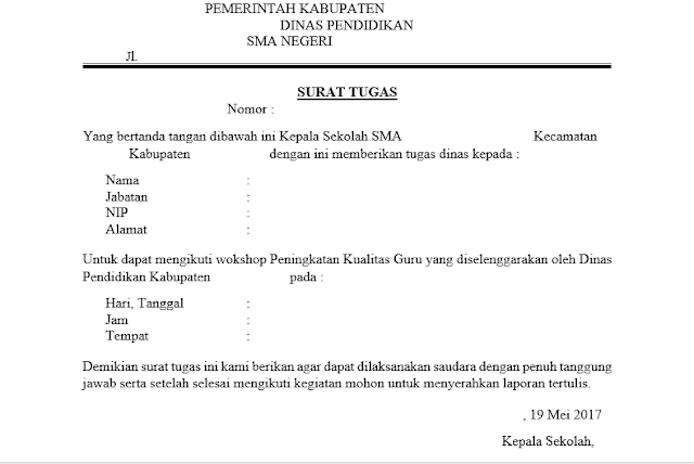 Detail Contoh Surat Tugas Guru Doc Nomer 34