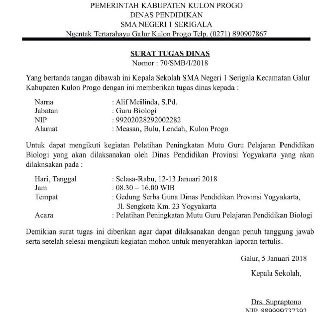 Detail Contoh Surat Tugas Guru Doc Nomer 40