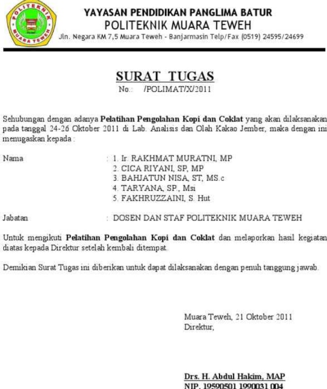 Detail Contoh Surat Tugas Guru Doc Nomer 56