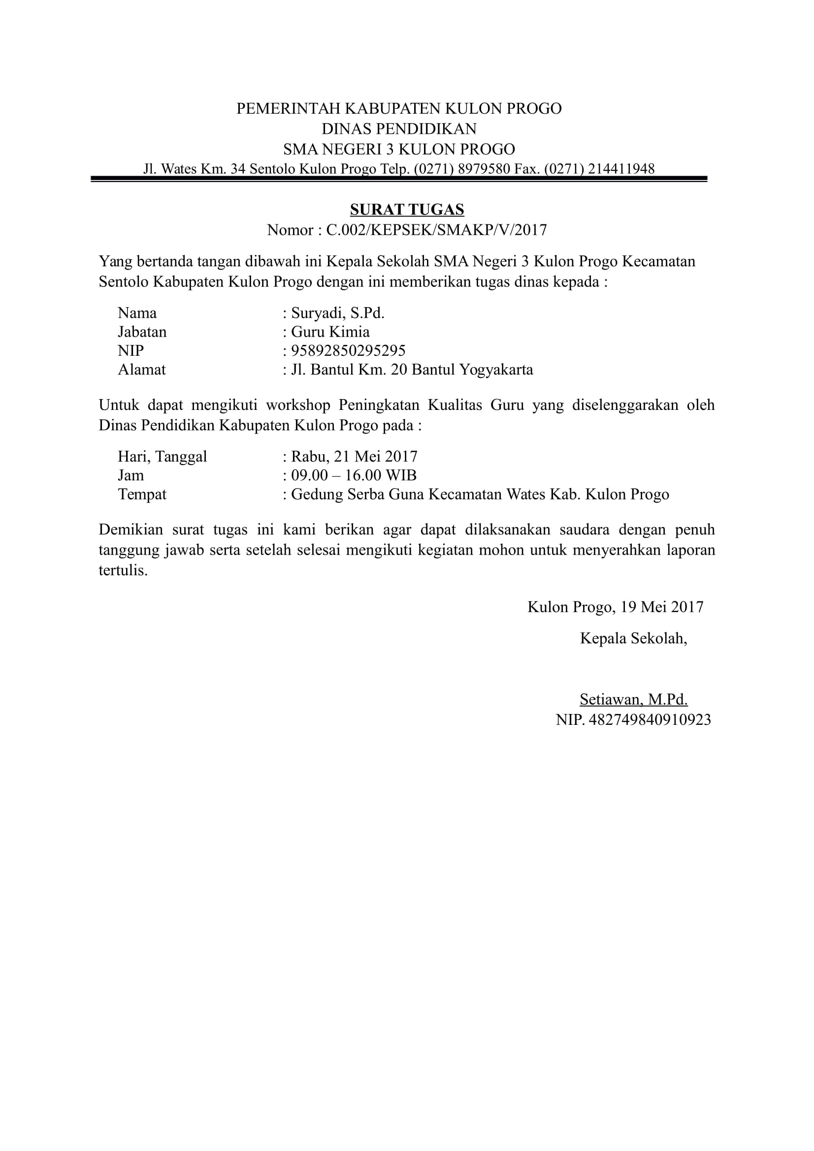 Detail Contoh Surat Tugas Guru Mengikuti Pelatihan Nomer 4