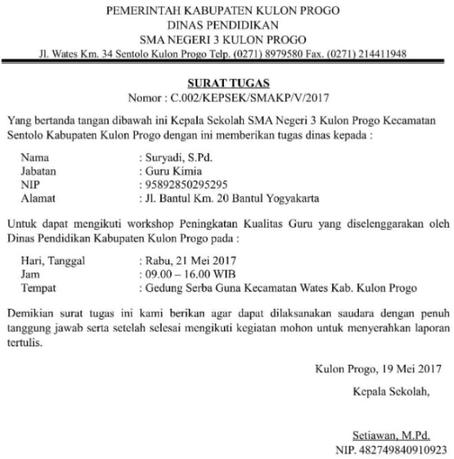 Detail Contoh Surat Tugas Kegiatan Nomer 26