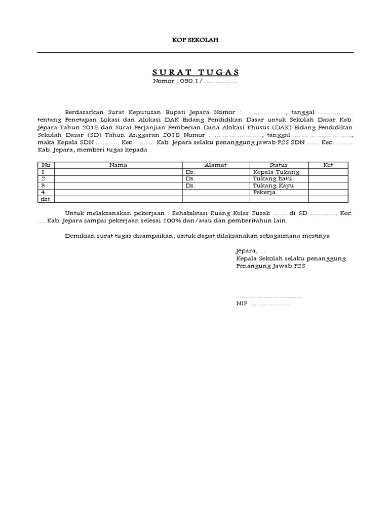 Detail Contoh Surat Tugas Kepala Sekolah Nomer 53