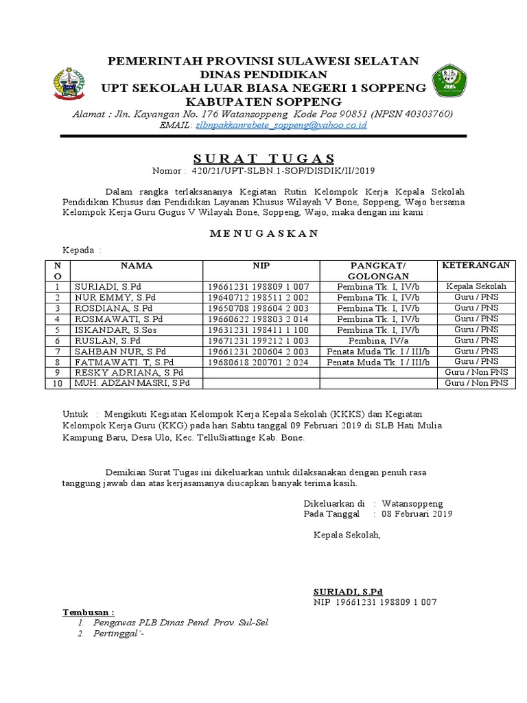 Detail Contoh Surat Tugas Kepala Sekolah Nomer 54