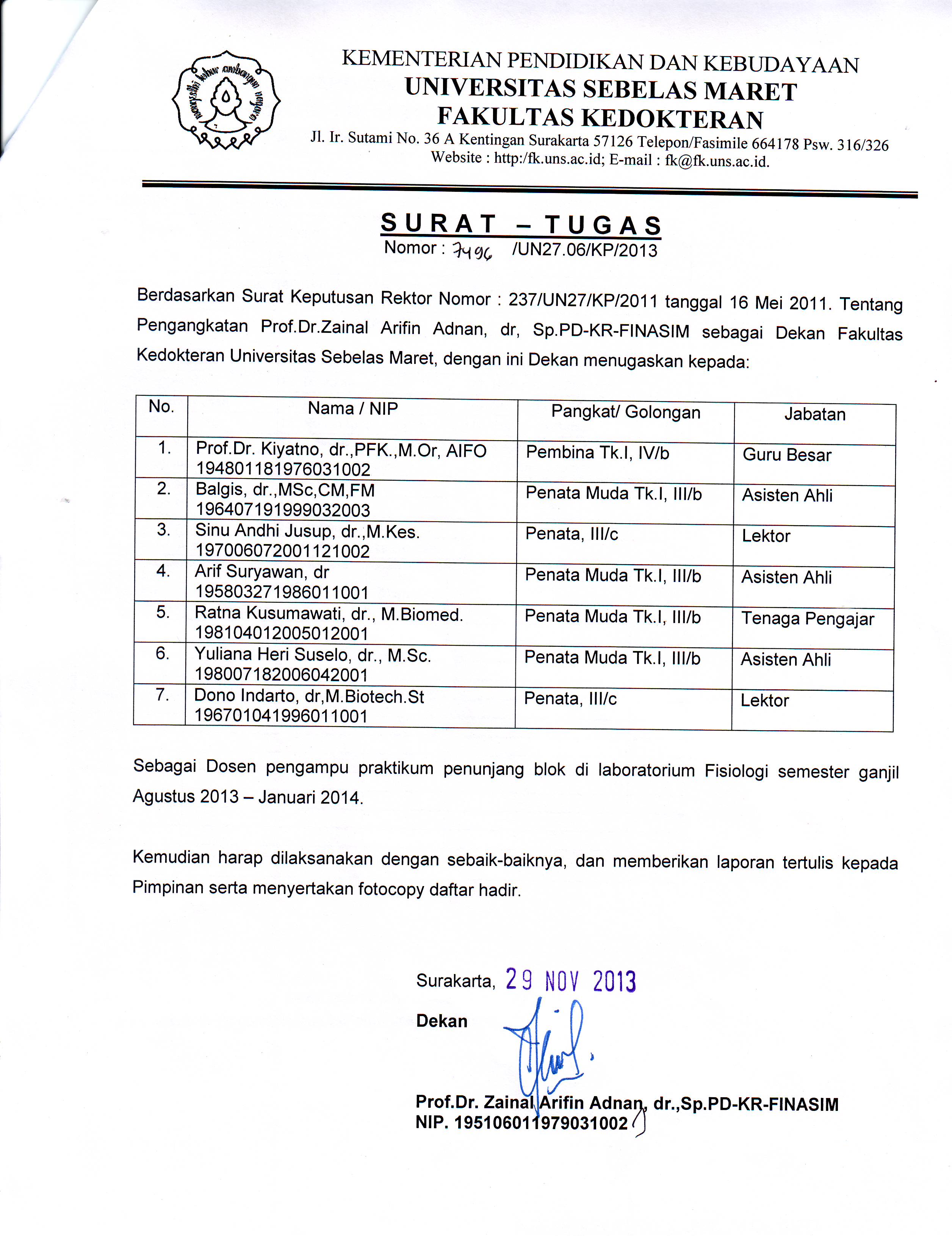 Contoh Surat Tugas Mengajar Dosen - KibrisPDR