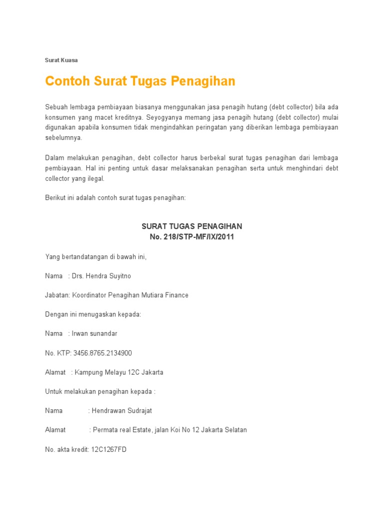 Detail Contoh Surat Tugas Penagihan Nomer 4