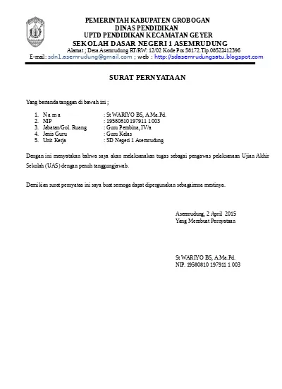 Detail Contoh Surat Tugas Pengawas Ujian Nomer 22