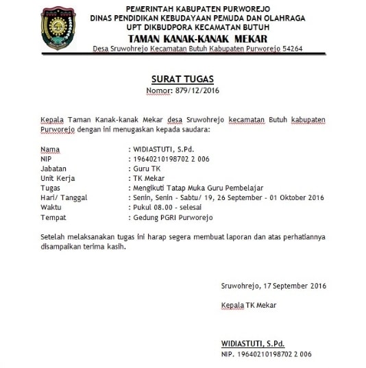 Detail Contoh Surat Tugas Resmi Nomer 22