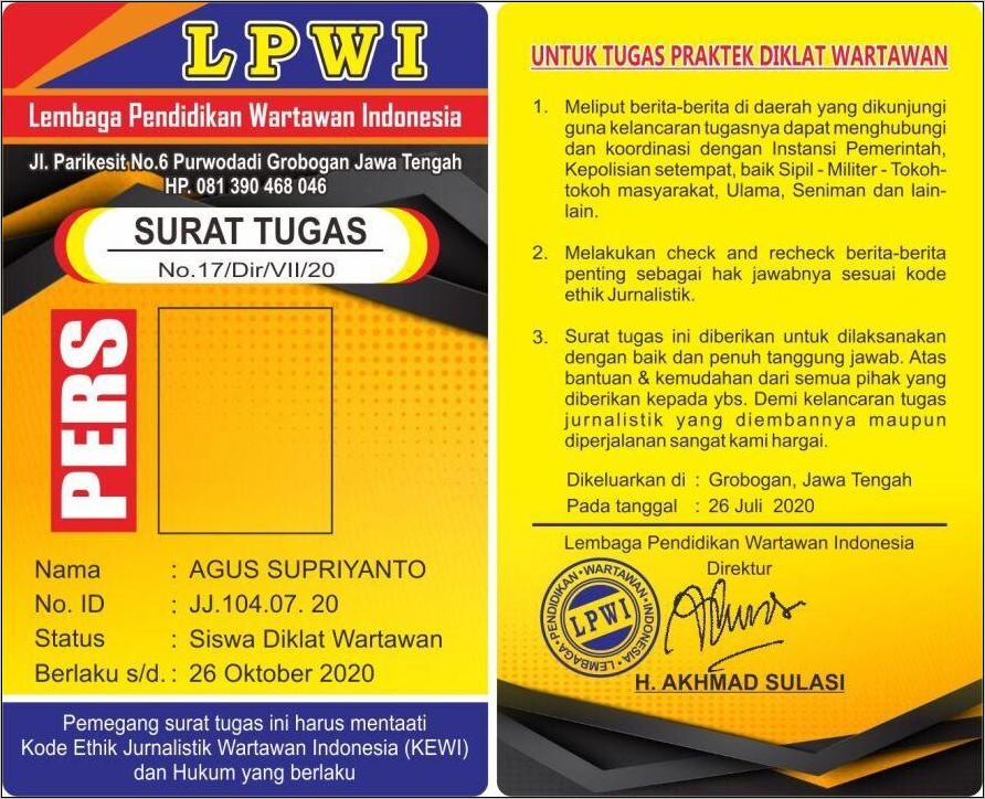 Detail Contoh Surat Tugas Wartawan Nomer 37