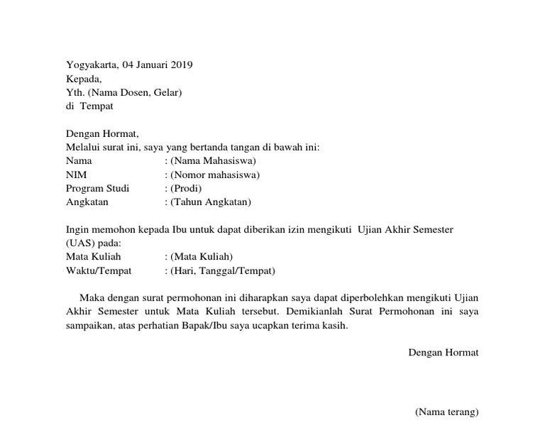 Detail Contoh Surat Ujian Susulan Nomer 28