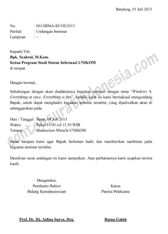 Detail Contoh Surat Undang Nomer 43