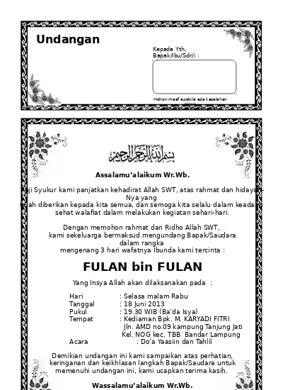 Contoh Surat Undangan 40 Hari 56 Koleksi Gambar Contoh Surat Undangan 40 Hari 56 Koleksi Gambar