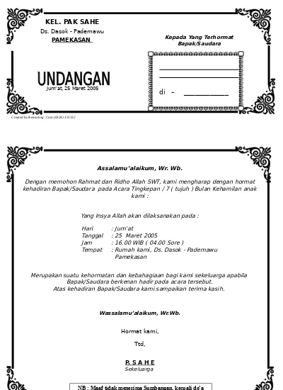 Halaman Unduh untuk file Contoh Surat Undangan 7 Bulanan Kehamilan yang