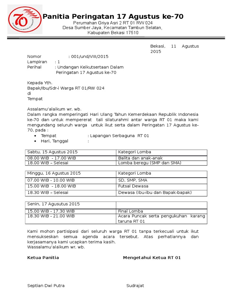 Detail Contoh Surat Undangan Acara 17 Agustus Nomer 35